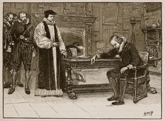 Wywiad między Baconem a delegacją Lordów, ilustracja z Cassells Illustrated History of England (zdjęcie w sepii)
