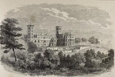 Wyspa Wight. Osborne House, letnia rezydencja królowej Wiktorii. Ilustracja z 1880 r.