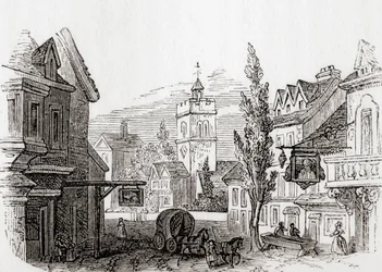 Islington, Grande Londres, Inglaterra em 1760, de Old England: A Pictorial Museum, pub. 1847polonês