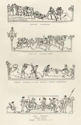 Styczeń, luty, marzec i kwiecień, z „Kalendarza juliańskiego i hymnarza”, ilustracja z „Historii narodu angielskiego”