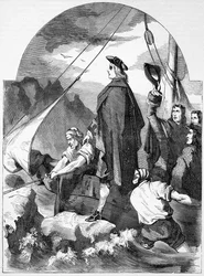 Lądowanie Chevalier de St. George w Szkocji, ilustracja z „Ilustrowanej Historii Anglii Johna Cassella”, wydana ok. 1858 r.