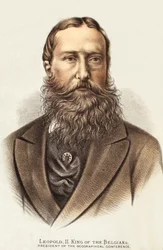 Leopold II, król Belgów, ilustracja z The Pictorial Edition of the Life and Discoveries of David Livingstone autorstwa J. Ewing Richie, wyd. przez A. Fullartona & Co., 1876