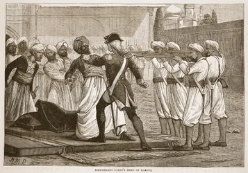 Porucznik Flints Deed of Daring, ilustracja z Cassells Illustrated History of India autorstwa Jamesa Granta, wyd. 1879
