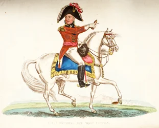 Generał porucznik Sir Thomas Picton, wyd. Richard Evans, inż Romney, ilustracja z Historycznego sprawozdania z bitwy pod Waterloo autorstwa Williama Mudforda, 1816