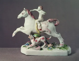 Figura Longton Hall przedstawiająca Kupidyna na koniu, ok. 1755 (porcelana)