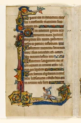 MS 1-2005, k.l. 115v: Królik na ogaru, polowanie, marginalna dekoracja z psałterza Macclesfield, Use of Sarum, East Anglia, c.1330
