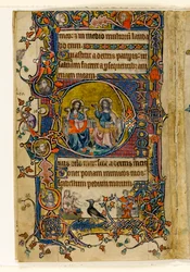 MS 1-2005, k.l. 161v: Ojciec i syn, historyczny wstęp z Psałterza Macclesfielda, Use of Sarum, East Anglia, c.1330