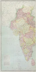Mapa Indii, opublikowana pod kierownictwem pułkownika H.R. Thuilliera, RE, Surveyor General of India, 1877
