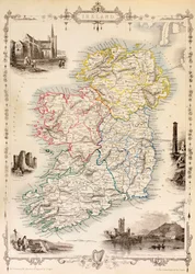 Mapa Irlandii z „Historii Irlandii” Thomasa Wrighta, opublikowana ok. 1854 r.