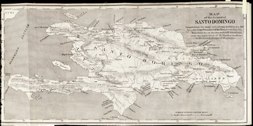 Mapa wyspy Santo Domingo z „Przeszłości i teraźniejszości Santo Domingo” Samuela Hazarda, wyd. 1873 (fotolit)