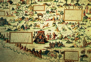 Konto Marco Polo z mapy Azji, grawerowane przez Jenkinsona