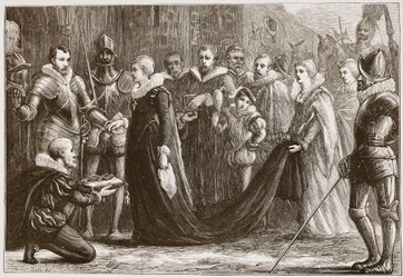 Mary Queen of Scots wchodząca do Holyrood, ilustracja z Historii protestantyzmu Jamesa Aitkena Wylie (1808-1890), wyd. 1878
