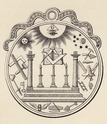 Pieczęć masońska, z „The History of Freemasonry, tom III”, wydanego przez Thomasa C. Jacka, Londyn, 1883