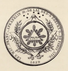 Pieczęć masońska, z „The History of Freemasonry, tom III”, wydanej przez Thomasa C. Jacka, Londyn, 1883