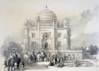 Mauzoleum Jufhir Junge, Delhi, z The Oriental Portfolio: Picturesque Illustrations of the Scenery and Architecture of India autorstwa Horace