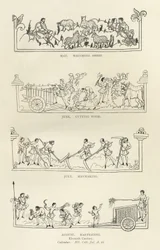 Maj, czerwiec, lipiec i sierpień, z Kalendarza Juliusza i hymnu, ilustracja z Historii narodu angielskiego
