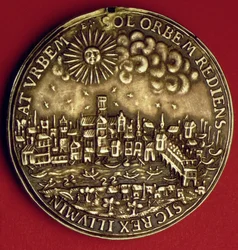 Medal upamiętniający powrót Karola I (1600-49) do londyńskiego City po koronacji szkockiej, 1633