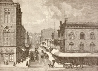 Montgomery Street, San Francisco, lata 80. XIX wieku (litho)