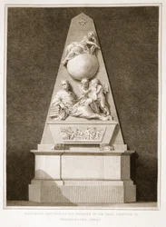 Pomnik wzniesiony ku pamięci sir Isaaca Newtona w Opactwie Westminsterskim, ilustracja z dzieła Davida Hume’a The History of England, wydanego przez R. Bowyer, Londyn, 1812