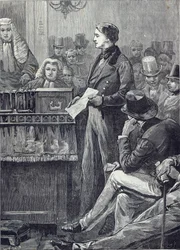 Pan Gladstone wygłasza swoją przemowę panieńską w Izbie Gmin