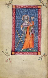 Ms 1-2005, f.1v: St. Andrew, miniatura z psałterza Macclesfield, Use of Sarum, East Anglia, c.1330