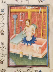 Ms 24 f.8 v. Chrystus z narzędziami męki, z psałterza rycerskiego