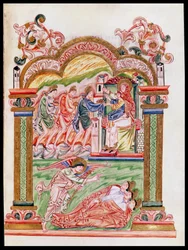 Ms 274 (Y-6) fol.37 Sen i adoracja Trzech Króli, z Mszału Roberta z Jumieges, c.1016