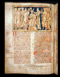 Ms 6712 (A.6.89) fol.115v Edward Wyznawca (1004-66) miniatura z Flores Historiarum, Matthew Paris, 1250-52