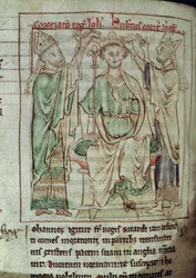 Ms 6712 (A.6.89) fol.144v Król Jan (1167-1216), miniatura z Flores Historiarum, Matthew Paris, 1250-52