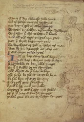 Pani Harley 1735 fol.7r Strona z notatnika lekarza napisana w średnioangielskim (wellum)