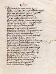 Ms. New Coll 314, f19r, The Canterbury Tales autorstwa Geoffreya Chaucera (pióro i atrament na welinie)