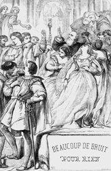 Wiele hałasu o nic – ilustracja w „” Works complete by William Shakespeare”” 1866 – Ilustracje i ogólna forma tego wydania są zapożyczone z ilustrowanego Szekspira Cassella, opublikowanego w Londynie