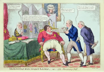 Necessitas Non Habet Leges, czyli pigułka na mdłości, 1823 (rycina ręcznie kolorowana)