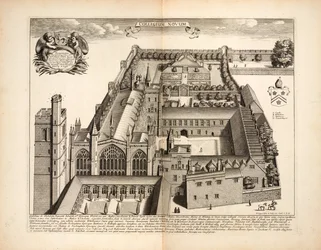 New College, tablica 19 z Oxonia Illustrata autorstwa Davida Loggona, Oxford 1675