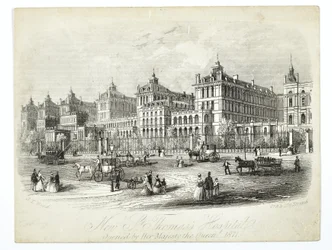 Nowy Szpital św. Tomasza, otwarty przez Jej Królewską Mość Królową 1871, wyd. J.T. Drewno