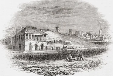 Tor wyścigowy Newmarket, Newmarket, Anglia w czasach Karola I, ze strony Old England: A Pictorial Museum, pub. 1847