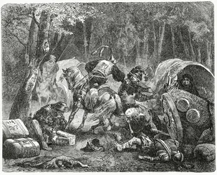 Szlachta plądruje podróżujących kupców, 1882