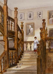 Schody północne, Audley End House, koniec XIX wieku (akwarela na papierze)