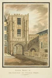 Widok północny bramy College (ołówek i akwarela na papierze)