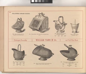Strona z ilustrowanego katalogu Williama Tarn and Co.: z cenami mebli, pościeli itp., ok. 1890-1900 (kolor lito)