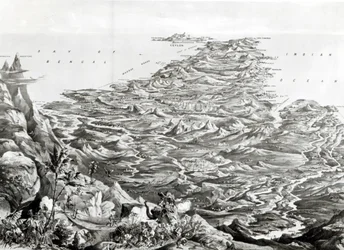 Panoramiczny widok Indii z Himalajów, projekt T. Packer, 1857