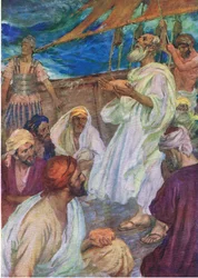 Podróż Pawła do Rzymu, z The Bible Picture Book wydanej przez Thomasa Nelsona, ok. 1950 r. (zdjęcie)