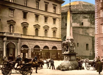 Piazza di Minerva, Rzym (zdjęcie ręcznie kolorowane)