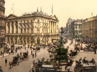 Piccadilly Circus, Londyn (zdjęcie ręcznie kolorowane)
