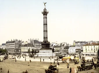 Place de la Bastille, Paryż (zdjęcie ręcznie kolorowane)