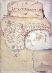 Plan Scarborough i jego obron, ok. 1540 (kolor lito)