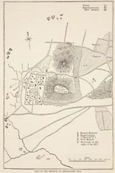 Plan obrony wzgórza Sitabuldi, ilustracja z Ilustrowanej Historii Indii Cassella autorstwa Jamesa Granta, wyd. 1879