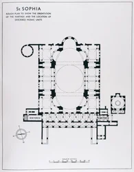Plan pokazania orientacji narteksu i opisanych jednostek mozaikowych, z Mozaiki Hagia Sophia w Stambule autorstwa Thomasa Whittemore