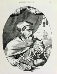 Portret Amerigo Vespucci (1454-1512) z „The Narrative and Critical History of America”, pod redakcją Justina Winsora, Londyn, 1886