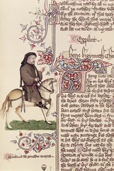 Portret Geoffreya Chaucera (ok. 1342-1400) faksymile z Opowieści kanterberyjskich autorstwa Geoffreya Chaucera (ok. 1342-1400)